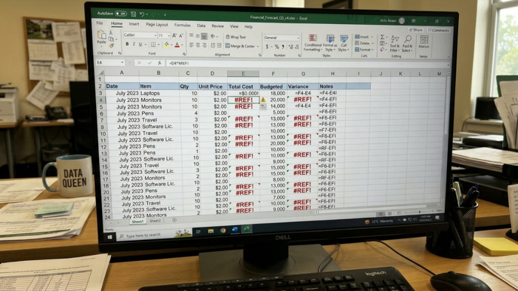 Error de fórmula en hoja de cálculo por gestionar tu empresa con excel.